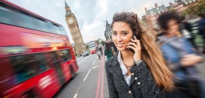 Young Woman Talking on Mobile in London